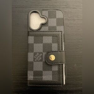 iPhone 16 with Checkered Phone Wallet Case